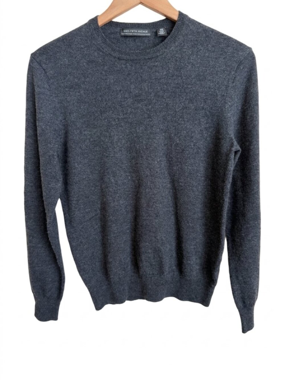 Saks Fifth Avenue Merino Wool Blend Crewneck Sweater Men's S Charcoal Gray Knit